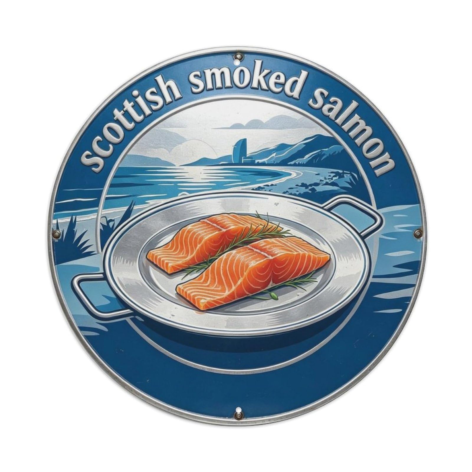 Scottish Smoked Salmon Metal Tin Sign Plaque