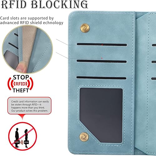 Miniatura 2 de RANYOK Funda tipo cartera compatible con iPhone 13 (6.1 pulgadas), piel sintética de alta calidad, con cremallera, cartera con cierre RFID, con