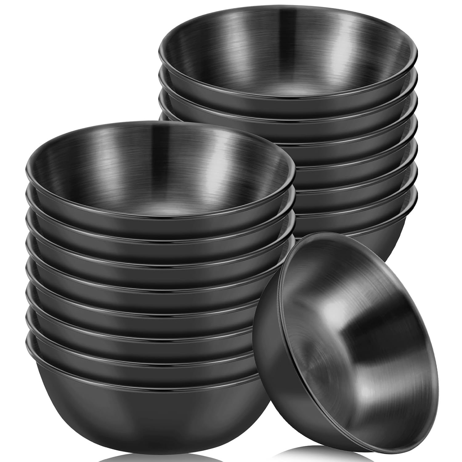 Vesici 16 Pcs Stainless Steel Facial Bowls 3.35 Inches Esthetician Mixing Bowls Esthetician Supplies for Women Skincare Salon Cosmetic Spa Home Use (Black)
