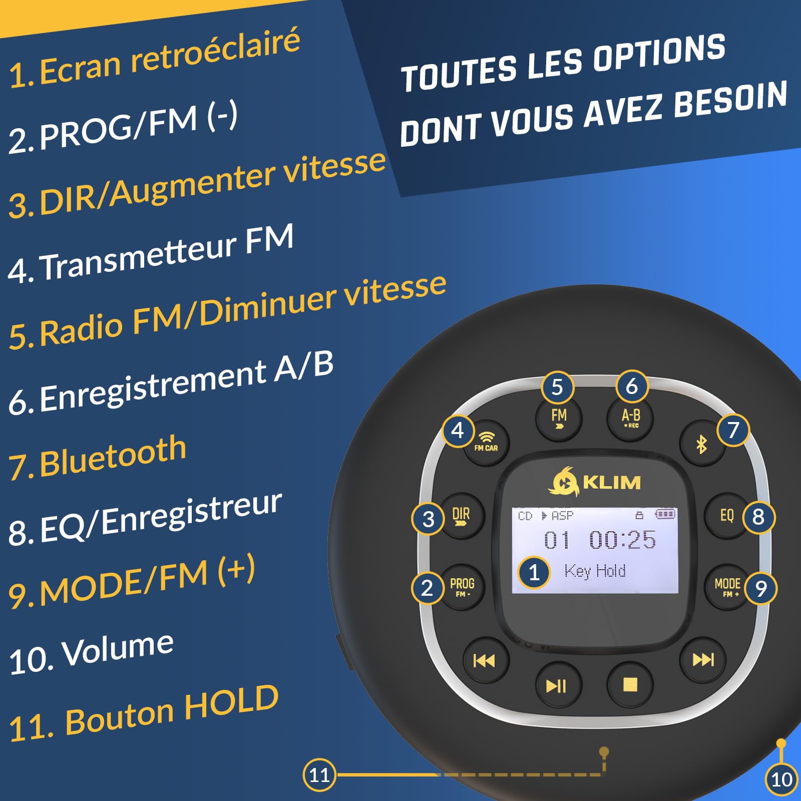 Journey Lecteur CD Portable - Batterie Intégrée - Compatible CDR CDRW MP3