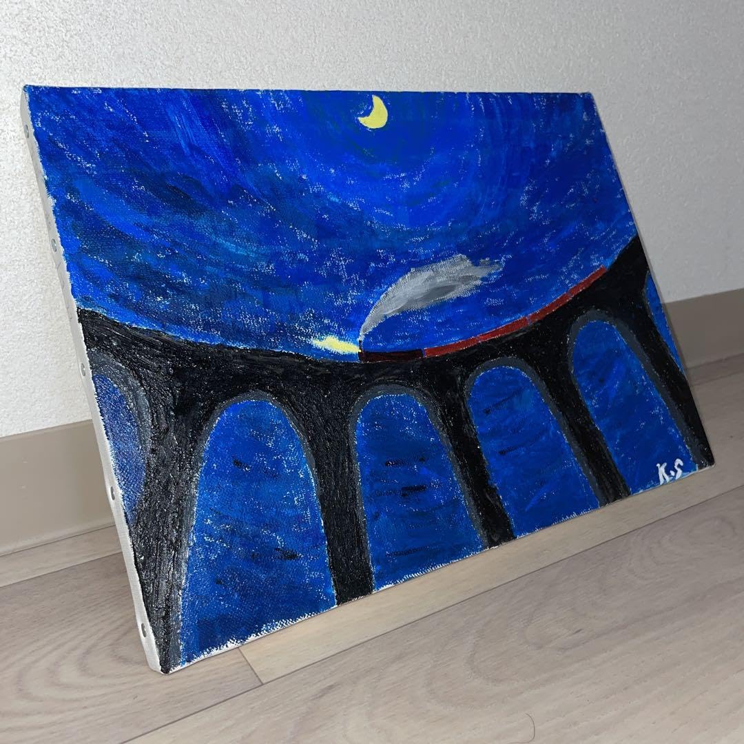 Amazon.co.jp: 絵 美術 銀河鉄道の夜 風景画 油絵 月夜 : おもちゃ