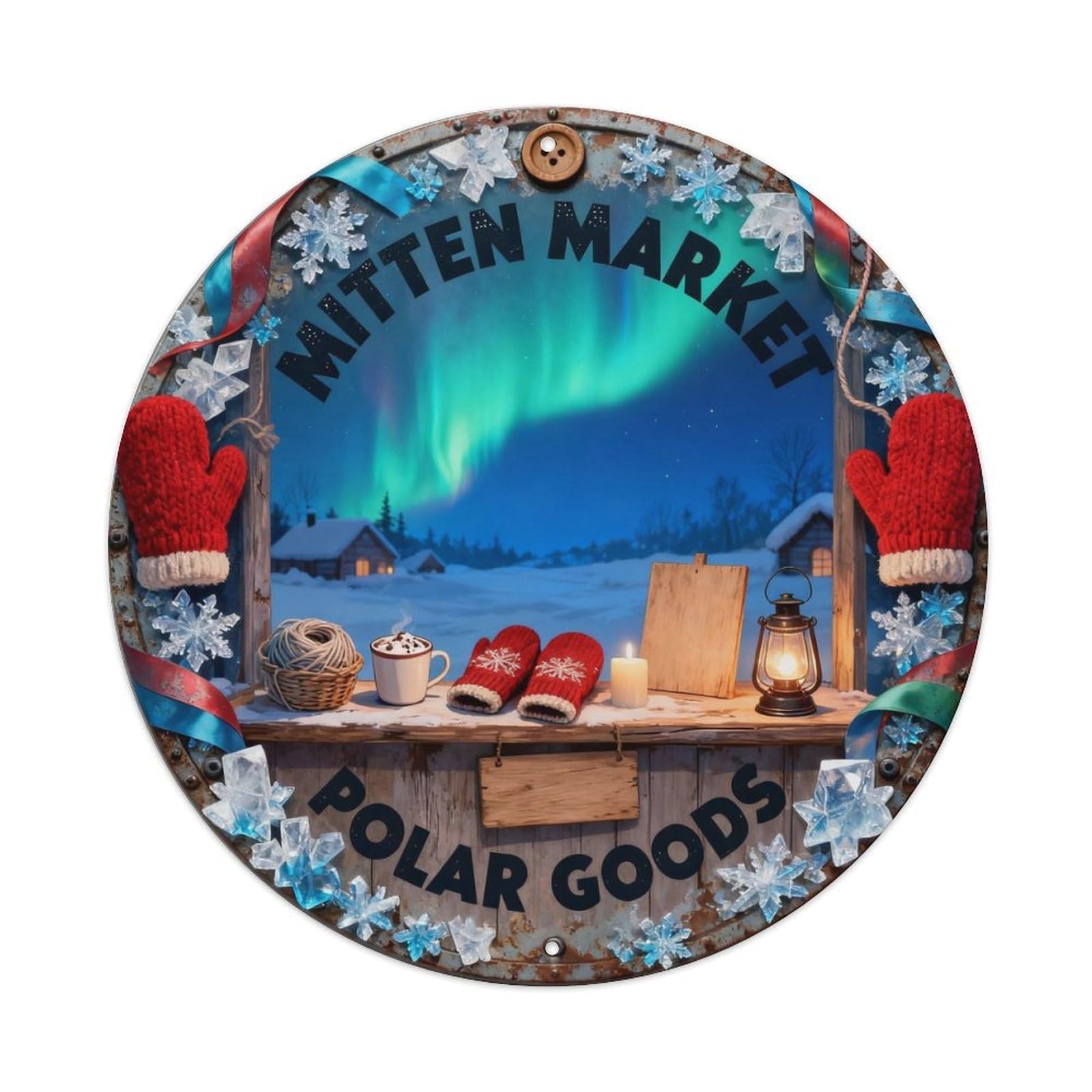 Mitten Market Sign Metal Tin Sign Plaque