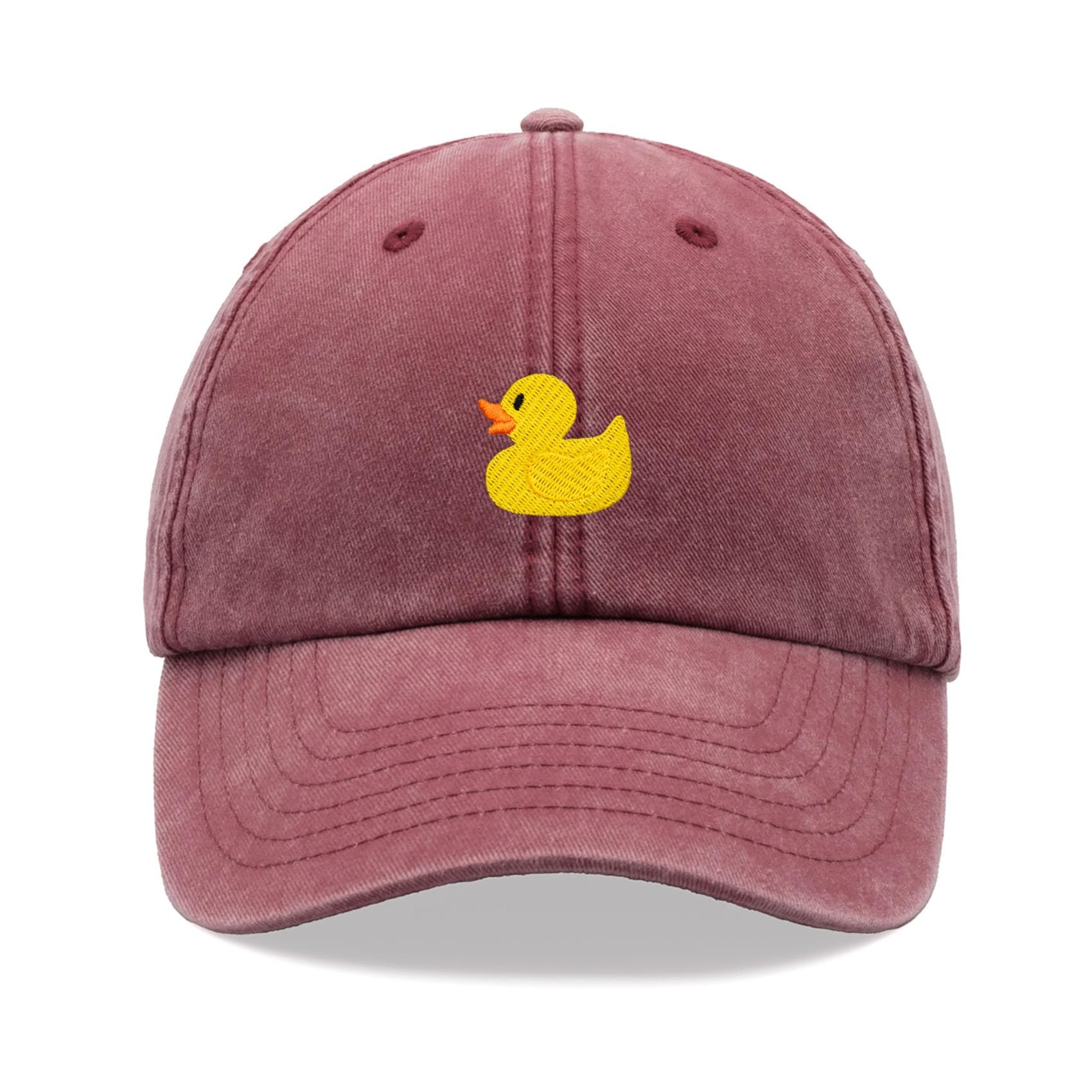 Yellow Rubber Duck Baseball Cap Vintage Washed Unisex Dad Hat Adjustable Red