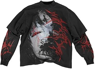 Goth Shirt Gothic Shirt Fake Two-Piece Alternative Clothing Goth Long Sleeve Top Grunge Clothes