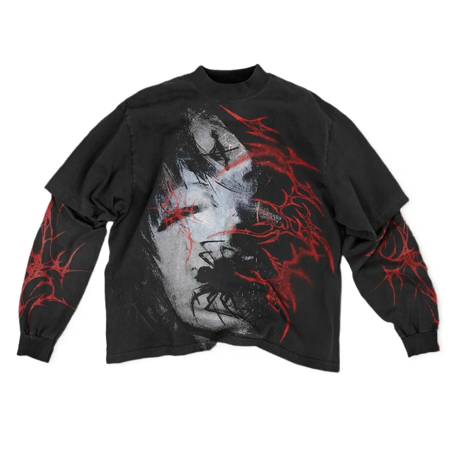Goth Shirt Gothic Shirt Fake Two-Piece Alternative Clothing Goth Long Sleeve Top Grunge Clothes - Review, Price and Buying Guide