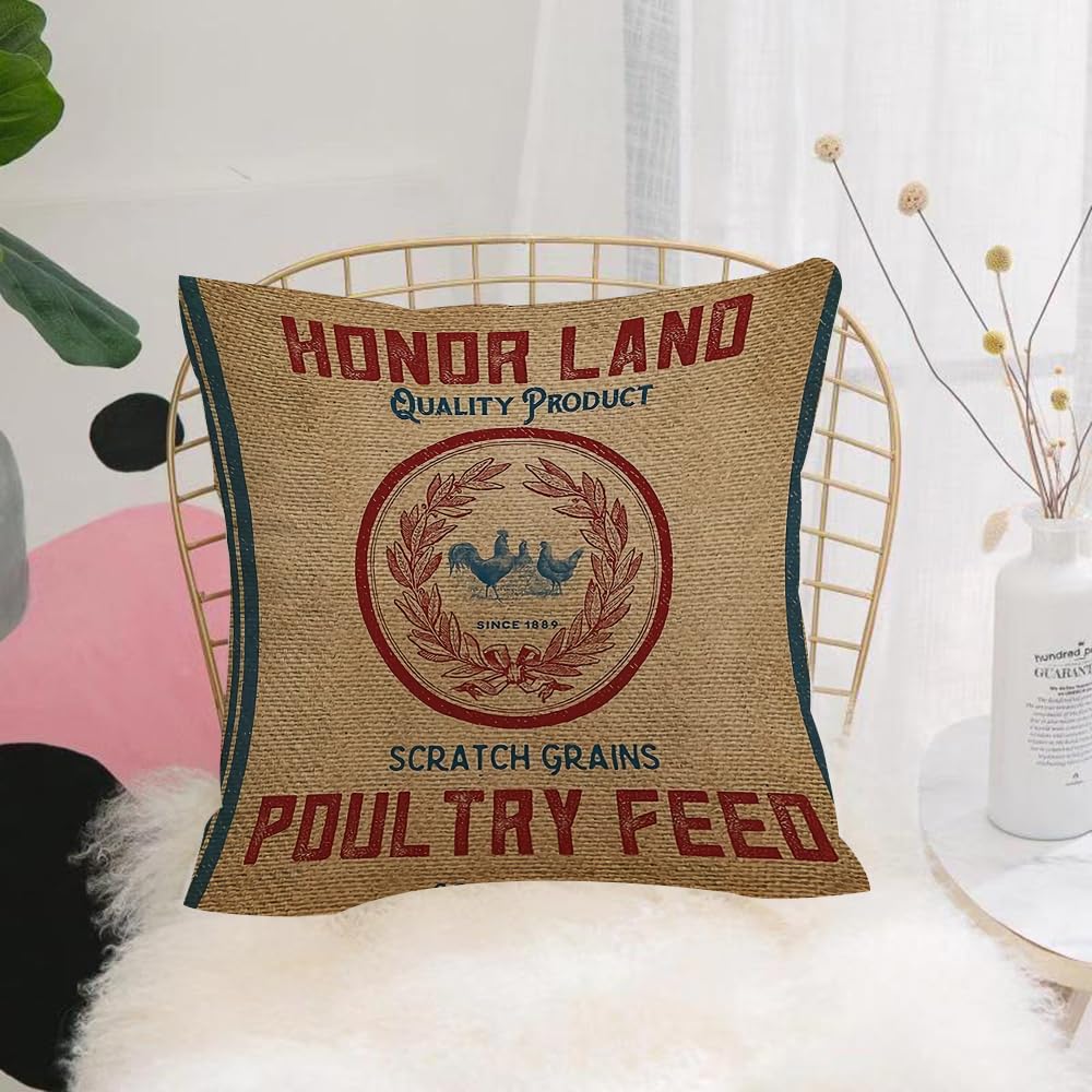 HYOSXW Cushion Cover,Throw Pillow Case Home Decorative for Living Room Bedroom Sofa Chair 16X16 Inch,Poultry farm products vintage retro vector p,Pillowcase 40X40cm