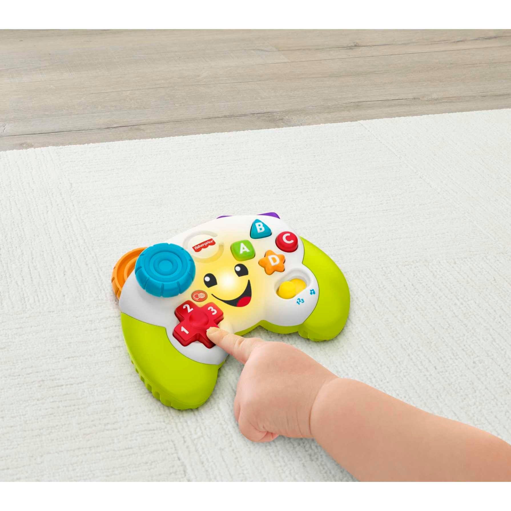 Fisher-Price Ríe Y Aprende Mi Primer Mando De Consola, Juguete De Aprendizaje Con Luces Y Sonidos Para Bebé +6 Meses, Versión Español + Portugués + Italiano + Inglés (HHX11