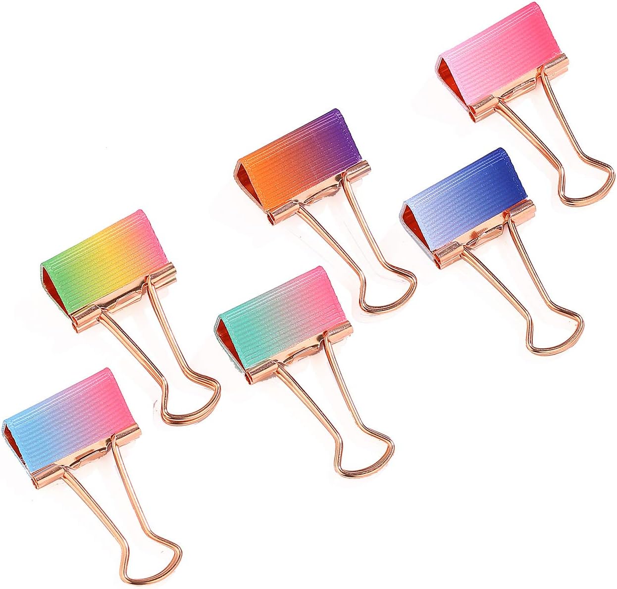 Small Metal Rainbow Binder Clips Colored Paper Clips Printed Photo Clips Rose Gold