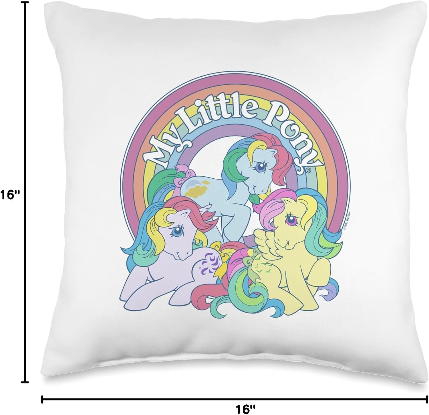 My Little Pony Retro Rainbow Ponies Throw Pillow