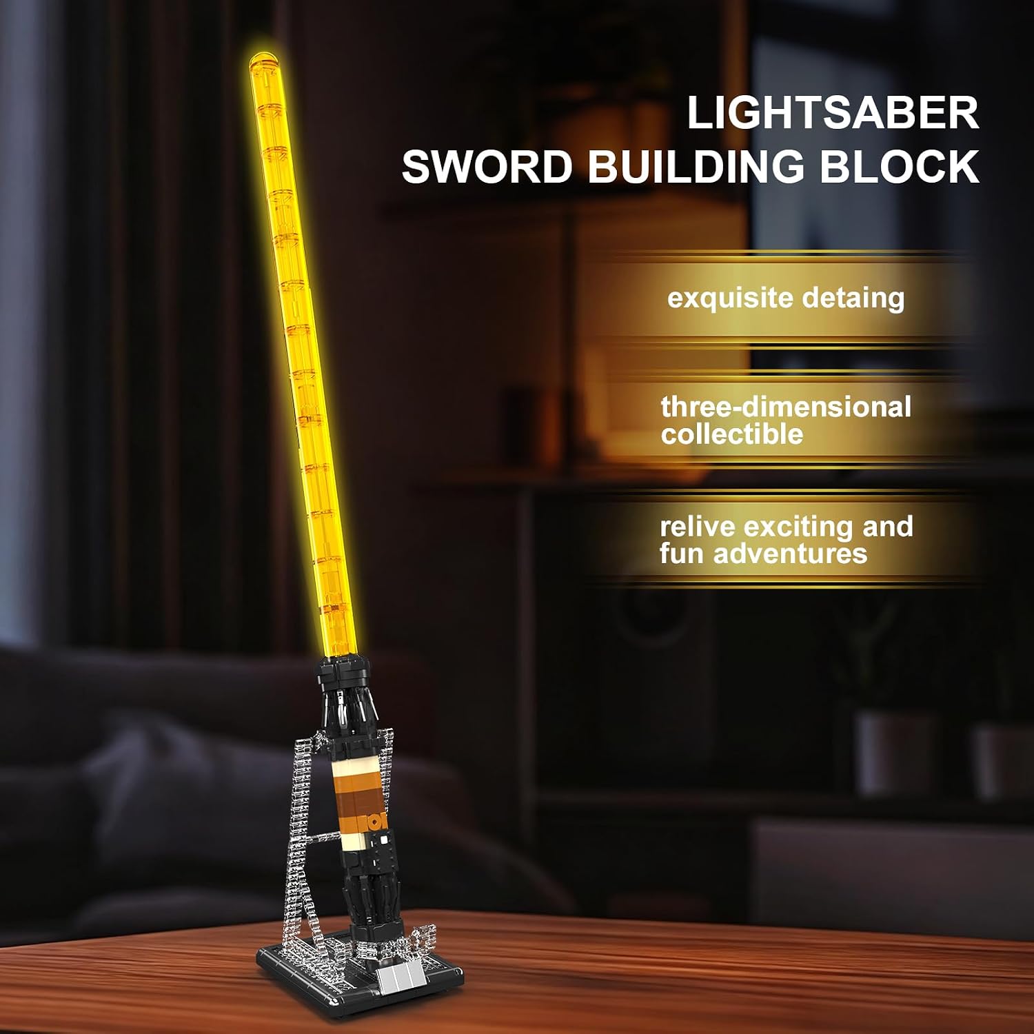 Mould King 10238 Lightsaber Building Set with Stand, Rechargeable LED Light Sword for Adult Birthday Thanksgiving Xmas Toys Gift Halloween Cosplay (1169 Pieces)