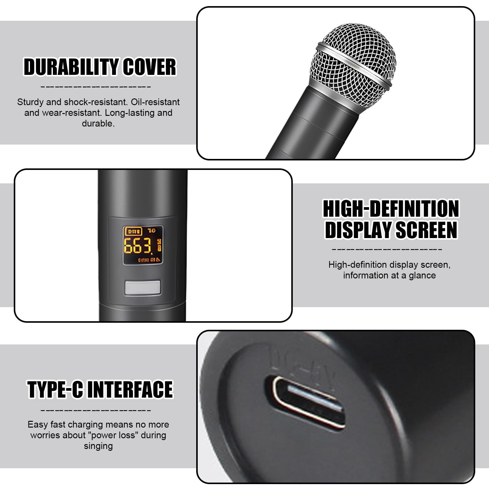 Micrófono Inalámbrico, Micrófono Karaoke, Sistema Doble De Micrófono Dinámico Con Receptor Recargable, Micrófono Con Conexión A Chip Individual, Micrófono Dinámico Para Cantar, Fiesta En Casa, Reunión