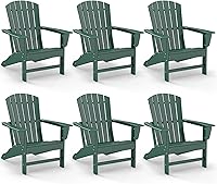 Vista 19 de GREENVINES Juego de 4 sillas Adirondack Plástico HDPE de grano de madera Silla de gran tamaño para hoguera Para todo tipo de clima Marrón