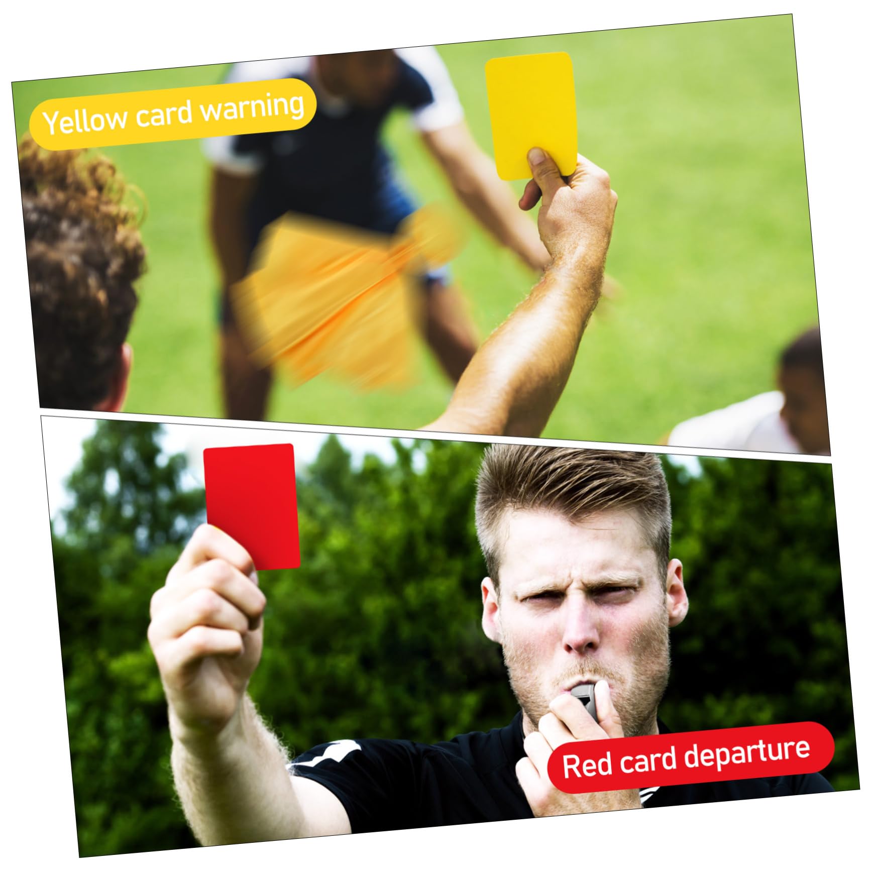 Abaodam 3 Set cartellini dell'arbitro e Fischietto Bandiera Rossa Forniture per arbitri Arbitro di Calcio cartellini Rossi e Gialli Kit Carte da Calcio FISCCHIO CLAYARD PVC