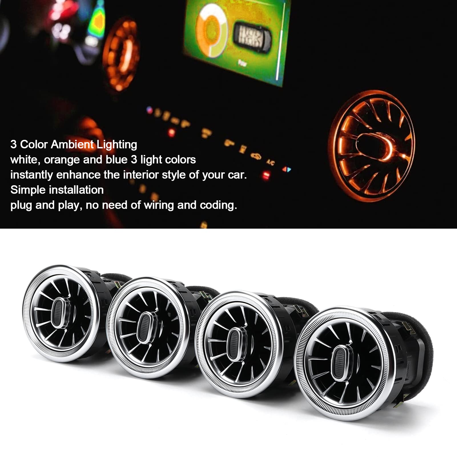 Navihua Car Interior Turbine Air Vent LED Lights For MB S Series