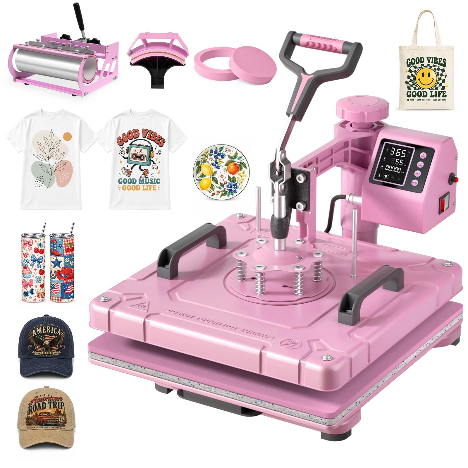 Slendor 15x15 inch 5 in 1 Swing Away Heat Press Machine for T Shirts