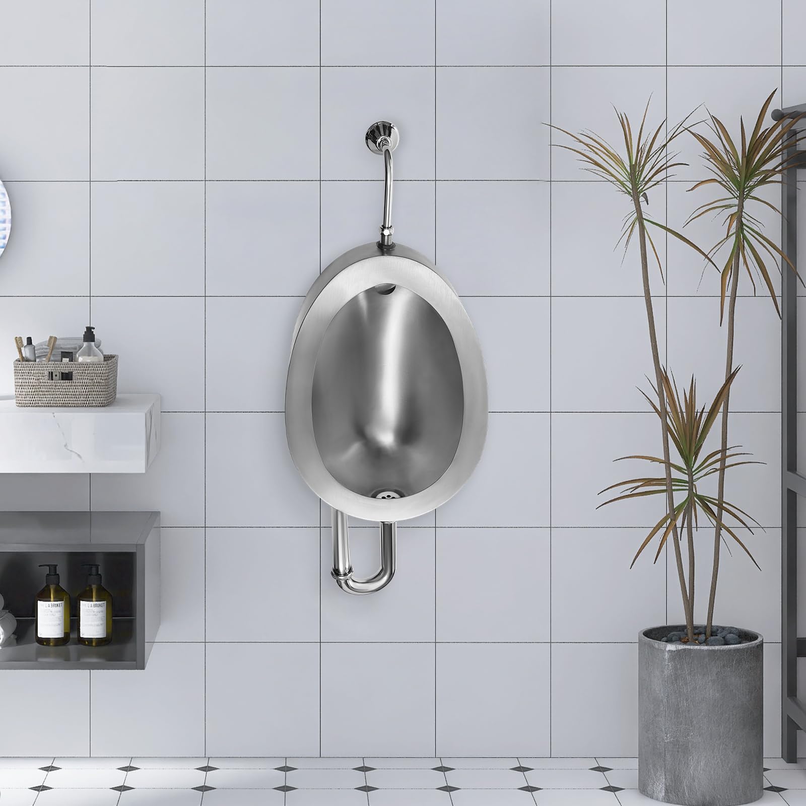 304 Stainless Steel Urinal for Men, Wall Mounted Automatic Sensor Urinal, Touchless Urinal Flushing Set for Bars, Bathrooms, and Hotels.