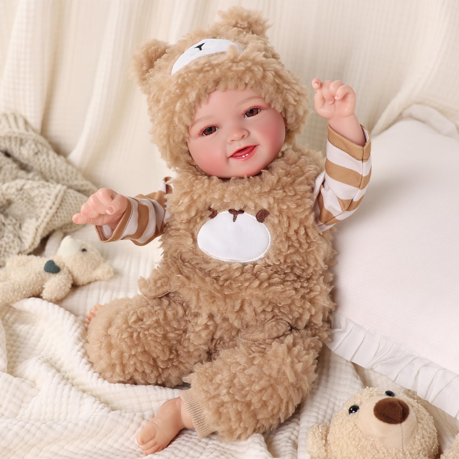 JIZHI Reborn Dolls Mia - 17 inch Realistic Baby Girl Doll Soft Cloth Body,Vinyl Head & Limbs - Silicone Newborn Babies with Clothes & Accessories for Age 3+