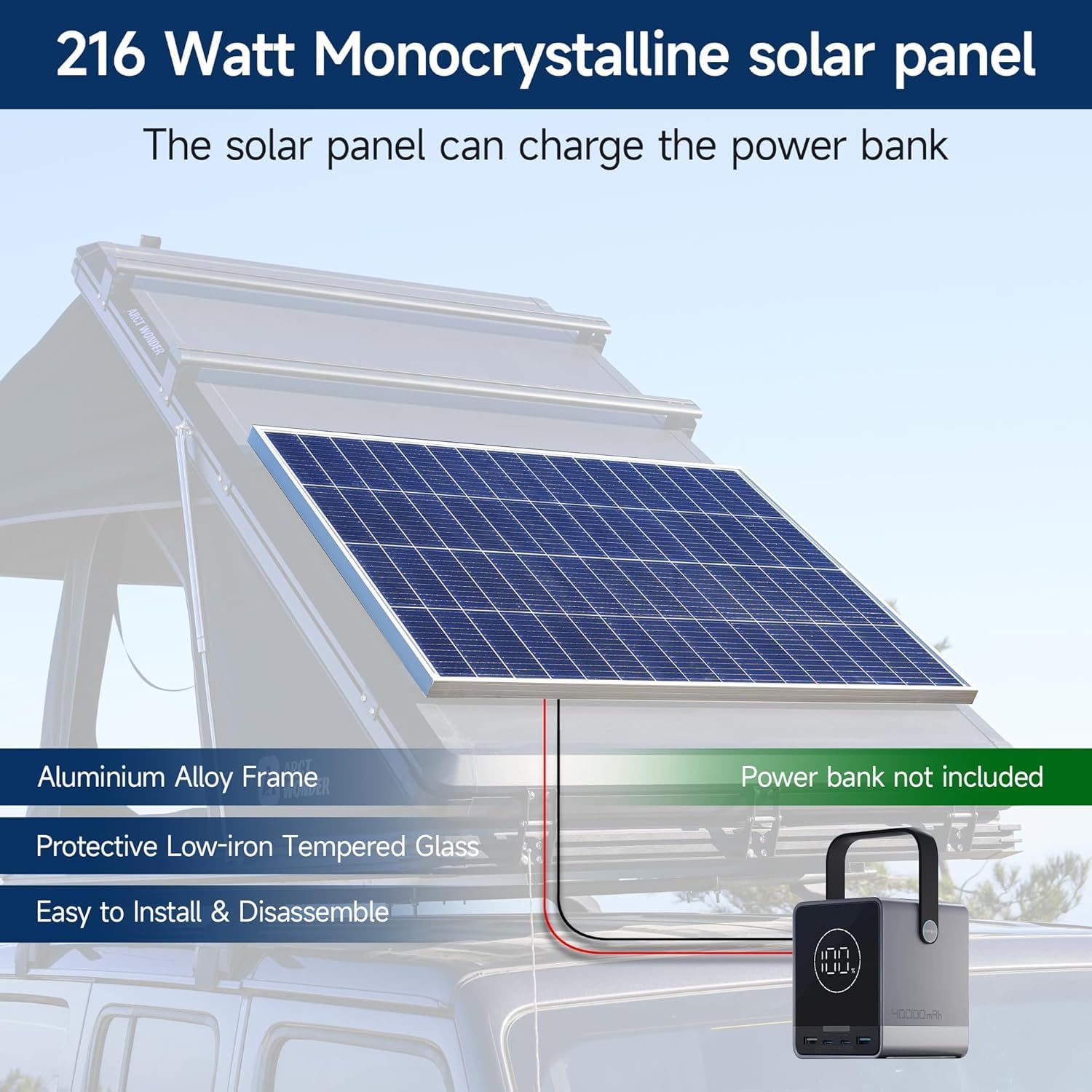 Rooftop Tent Hard Shell with Winter Thermal Layer,Solar Panel Roof top Tent Hardshell Suitable for Jeep SUV Truck Van,Camping Car 2 Person