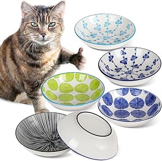 Ceramic Ceramic Cat Bowls - Non-Slip, Wide Set