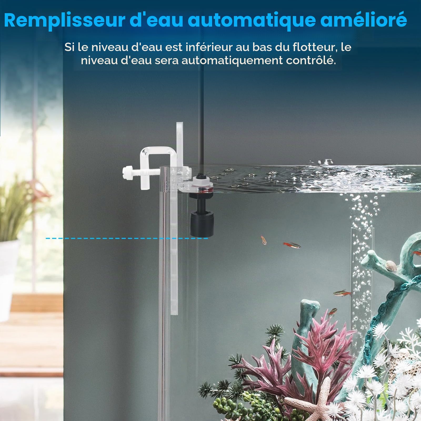 Qwakay Système de recharge automatique Smart ATO System Aquarium avec pompe | Système de recharge automatique ATO pour aquariums - Recharge d'eau d'eau de mer pour récifs et bassins à plantes
