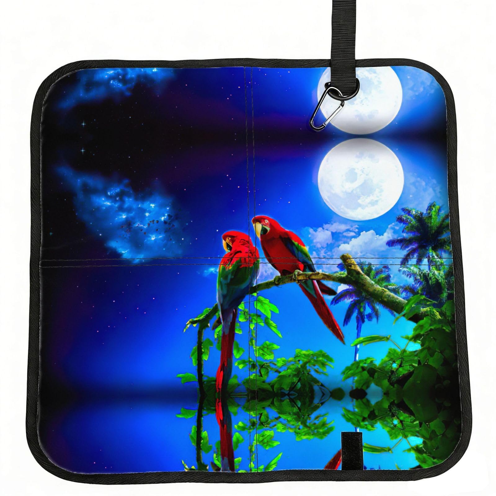 KAPPTYY Parrot Printed Bleacher Seat Cushion PE Foam Filling, Foldable Sitting Pad for Concert Stadium Events