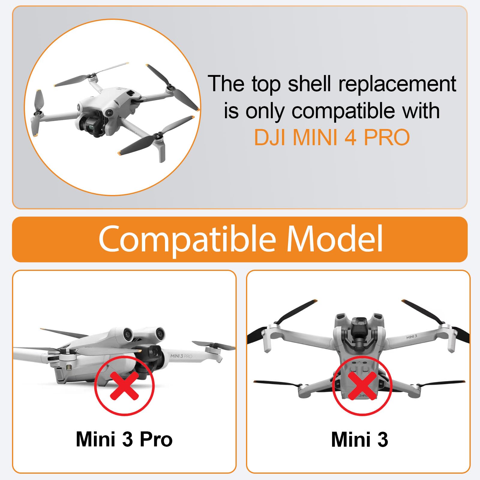 ZWLLKJGS Replacement Upper Case for DJI Mini 4 Pro, Mounting Upper Housing Replacement Parts - Image 4