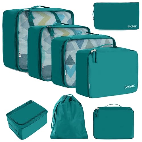 BAGAIL 8 Set Packing Cubes Luggage Packing Organizers for Travel Accessories-Aqua Color