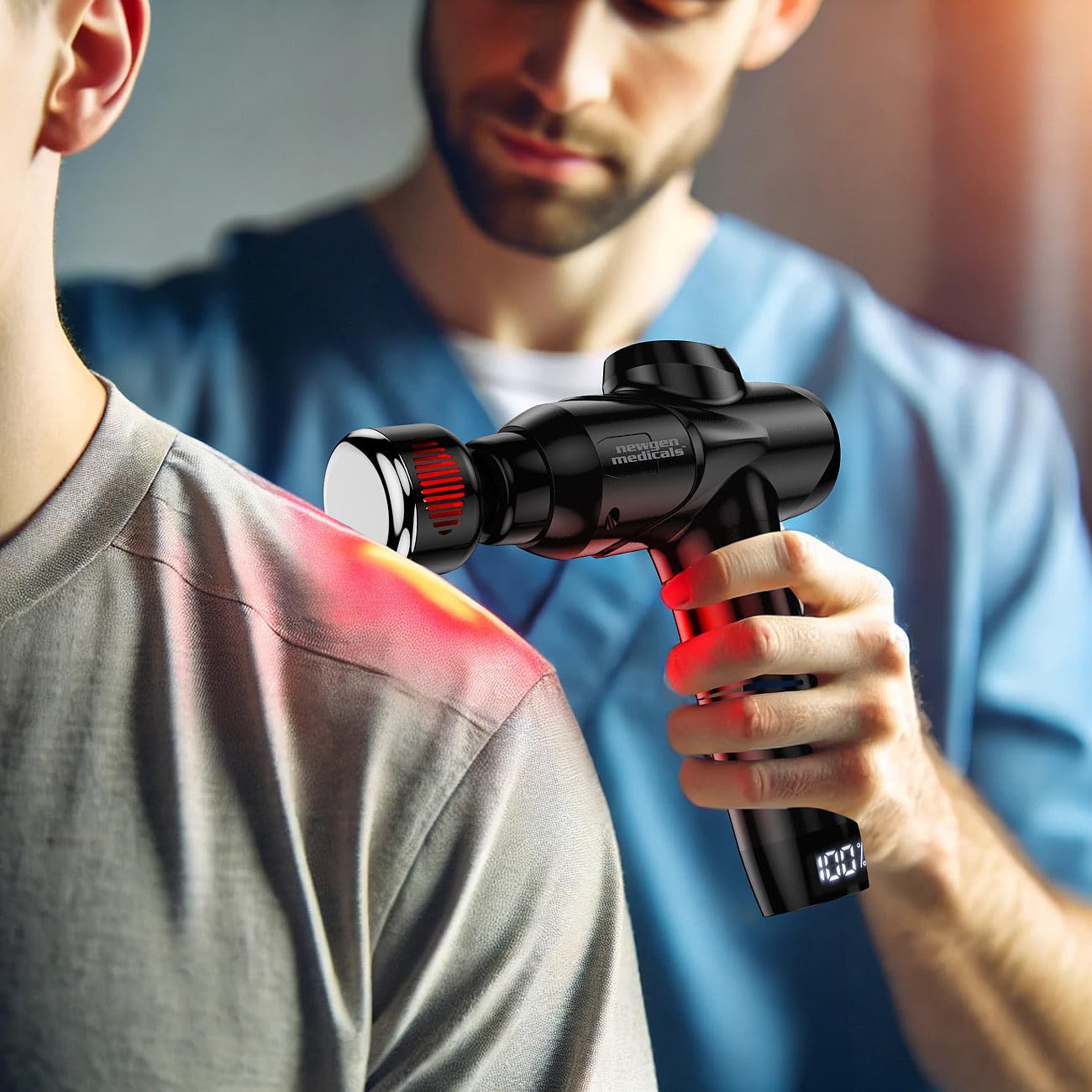 Pistola massaggiante ricaricabile con funzione caldo e freddo, 20 livelli, 30 W