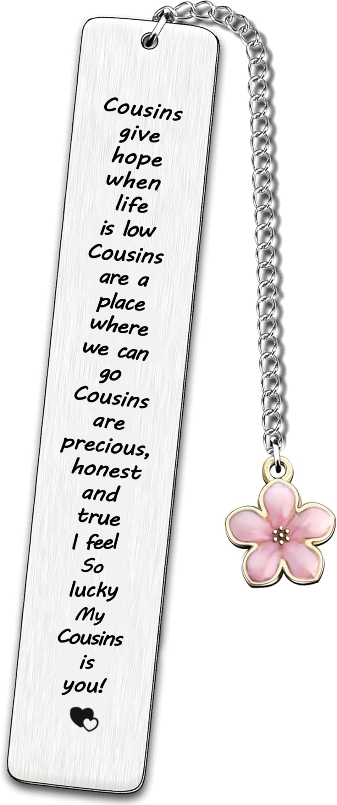 Posoto 1pcs Cousin Bookmark Gifts Stainless Steel Cousin Birthday Christmas Presents Cousins Give Hope When Life is Low