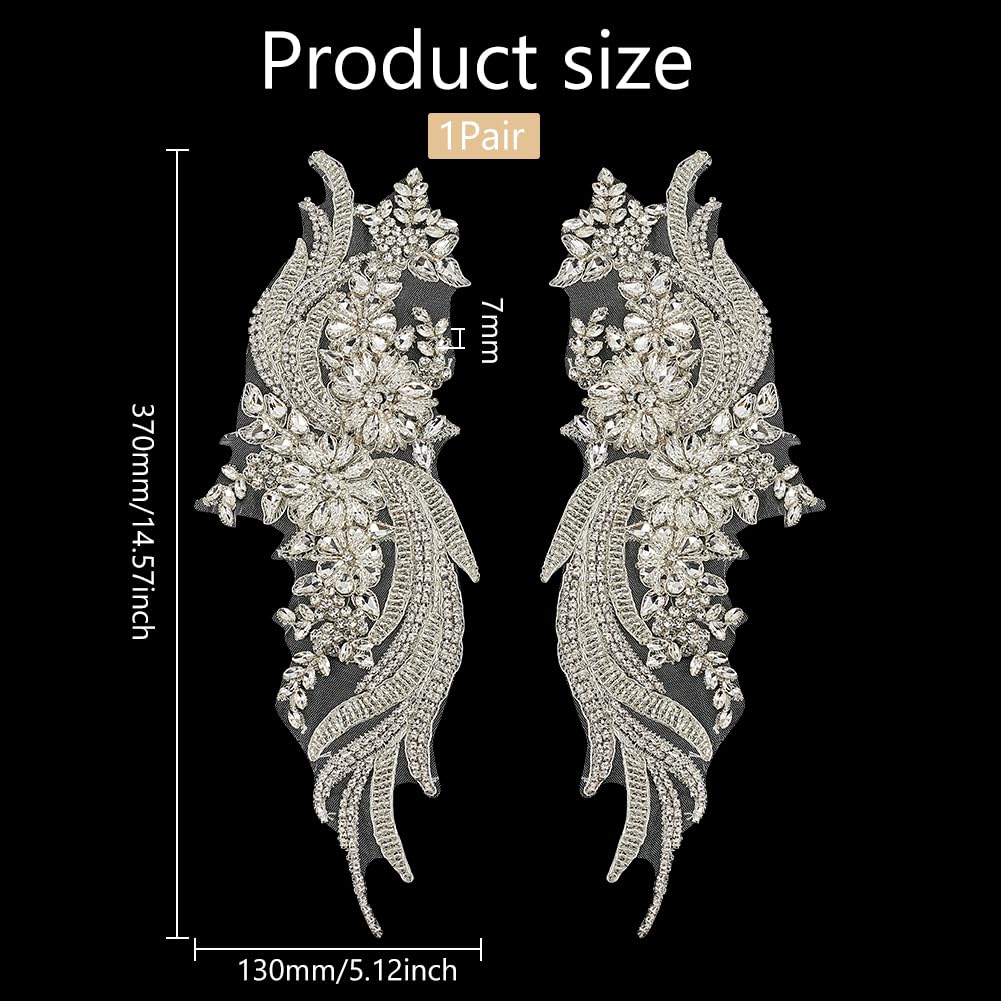 5 Toppe Sposa Con Strass E Perle - Bianche, 4,6 Cm, Per Decorazioni - Foto 12