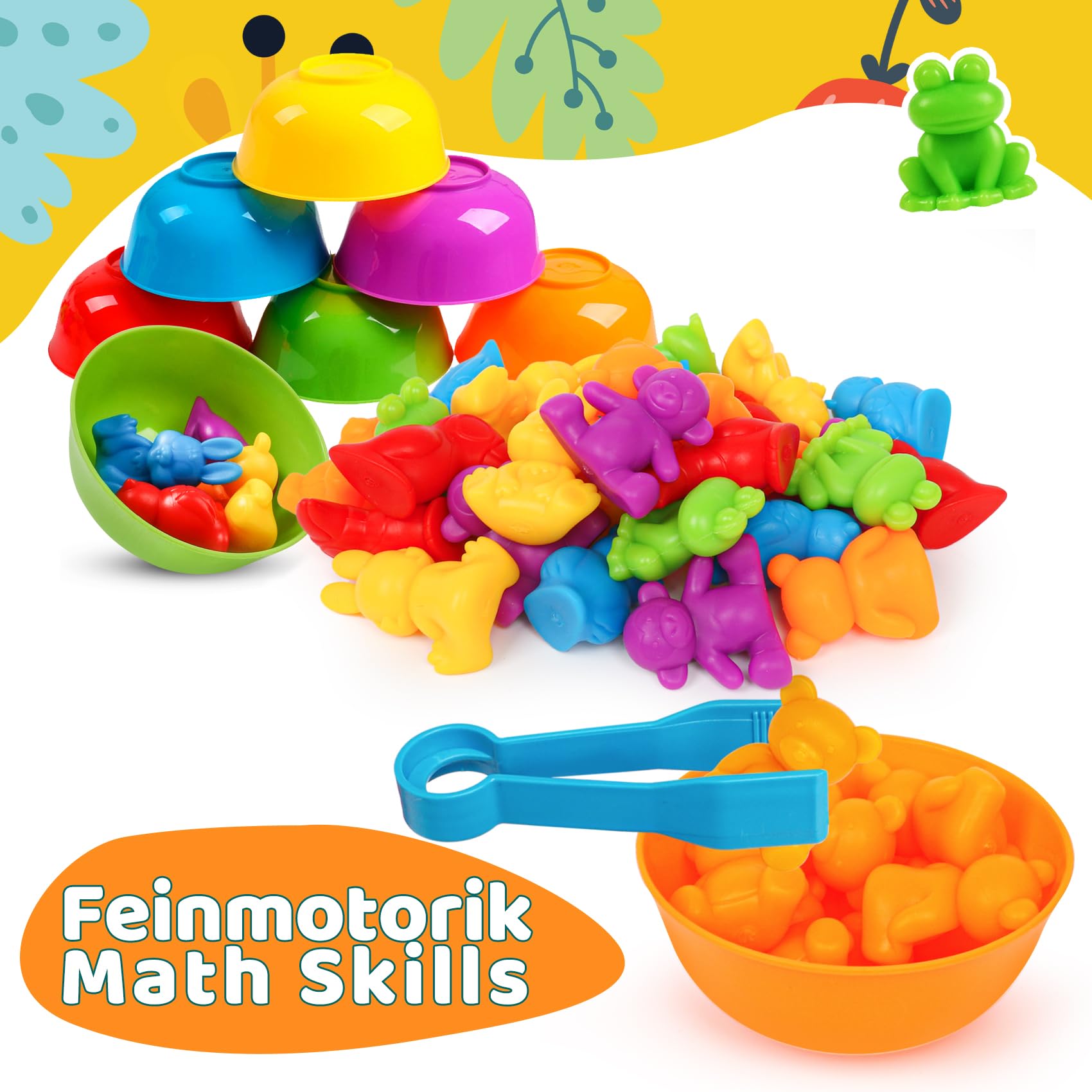 Jouets Montessori STEM 36 Pièces – Tri Couleurs, Motricité Fine, Pinces Et Gobelets, Thème Transports, à Partir De 3 Ans