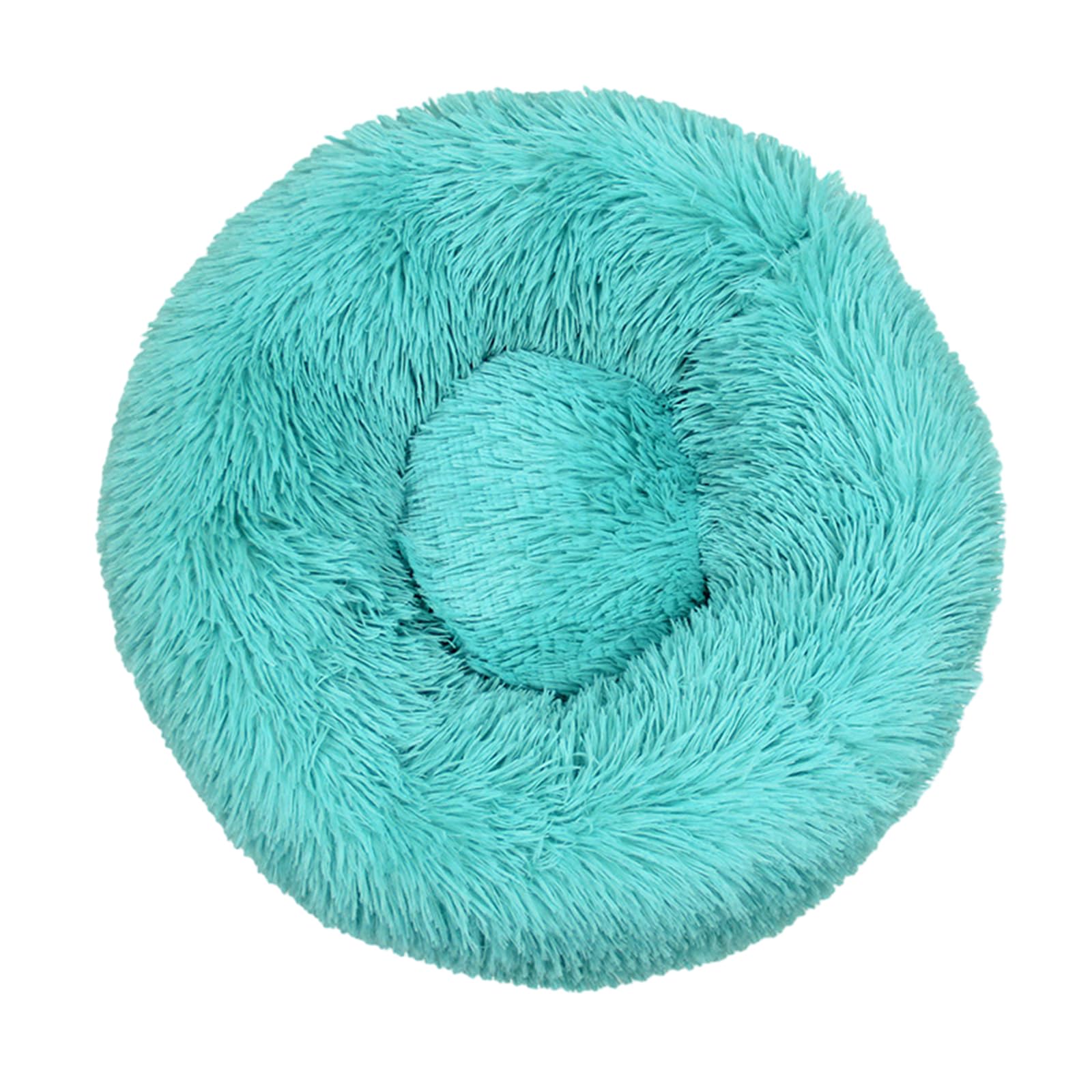Panier Chien Peluche Coussin Chien Rond Lit pour Chat, Coussin Chat Lavable Peluche Animale Compagnie Lit Donut Coussin Convient Chaud pour L'automne et l'hiver (110 cm,Turquoise)