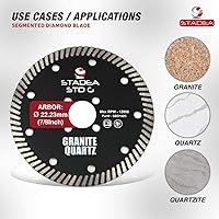 Vista 3 de Stadea SBD105C - Hoja de sierra de diamante de 7 pulgadas de corte continuo turbo seco, corta granito cuarcita, compatible con amoladora, cortador