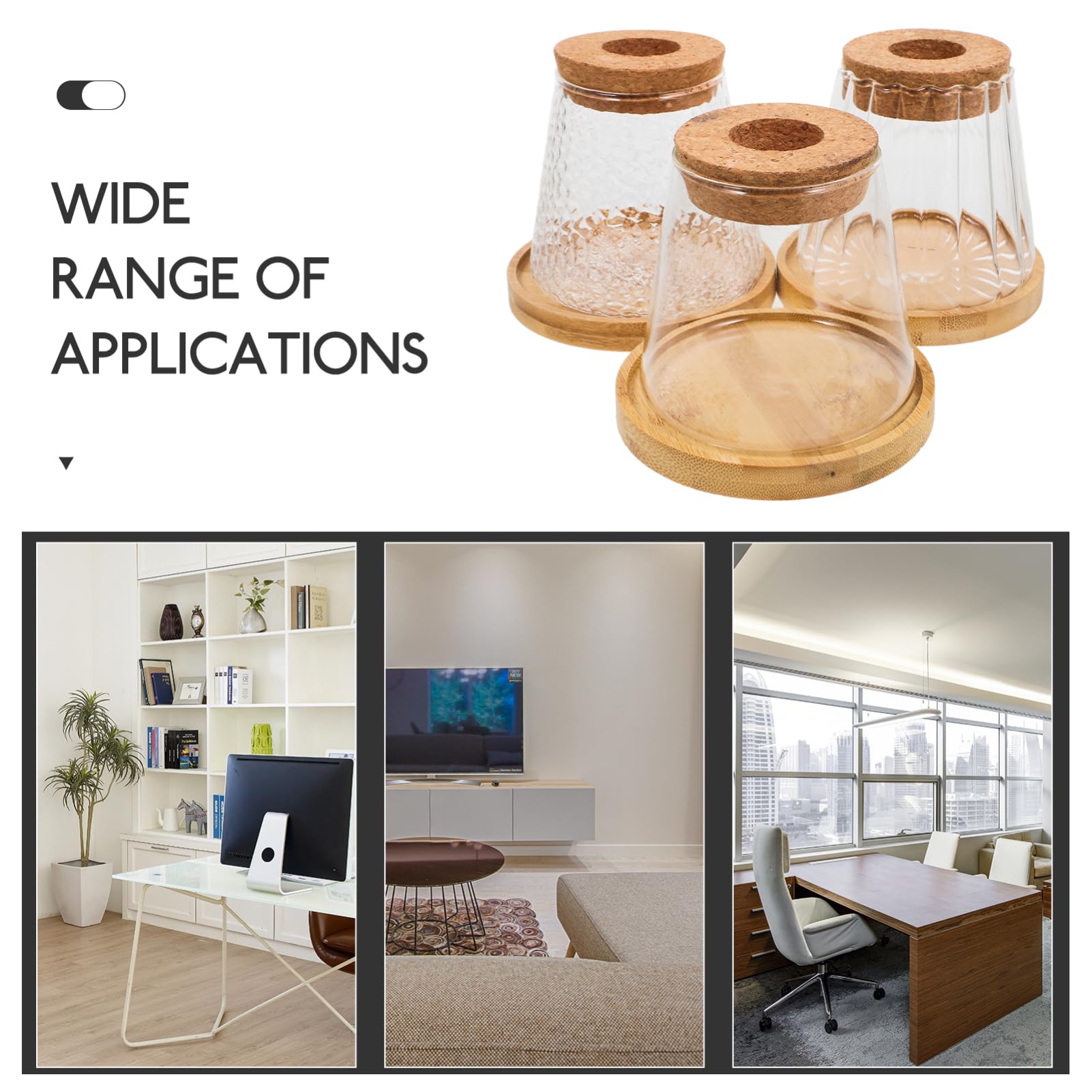 Mikikit 3ensembles Vases De Propagation Verre avec Plateau De Bouteilles Hydroponiques pour Plantes Intérieur Décoration De Bureau avec Liège Et Textures Variées