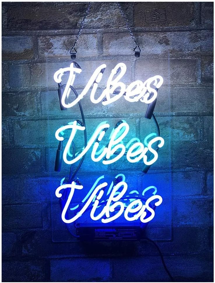 Onе-Dау Sаlе: Uр tо 70% оƒƒ Realwell Vibes Vibes Vibes Neon Sign Good Vibes Real Glass Neon Lights Good Vibes Only Room Decor Restaurant Shop Open Love Gift 8x 14 Night Light