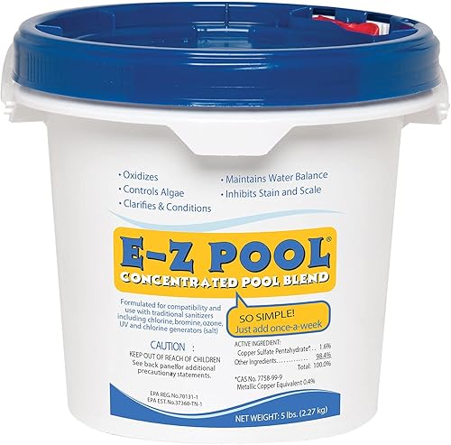 Miniatura 2 de EZ Spa EZP05 EZ Pool - Cubo de 5 libras de óxido de algicida concentrado semanal para piscina, tratamiento limpiador químico (paquete de 2)