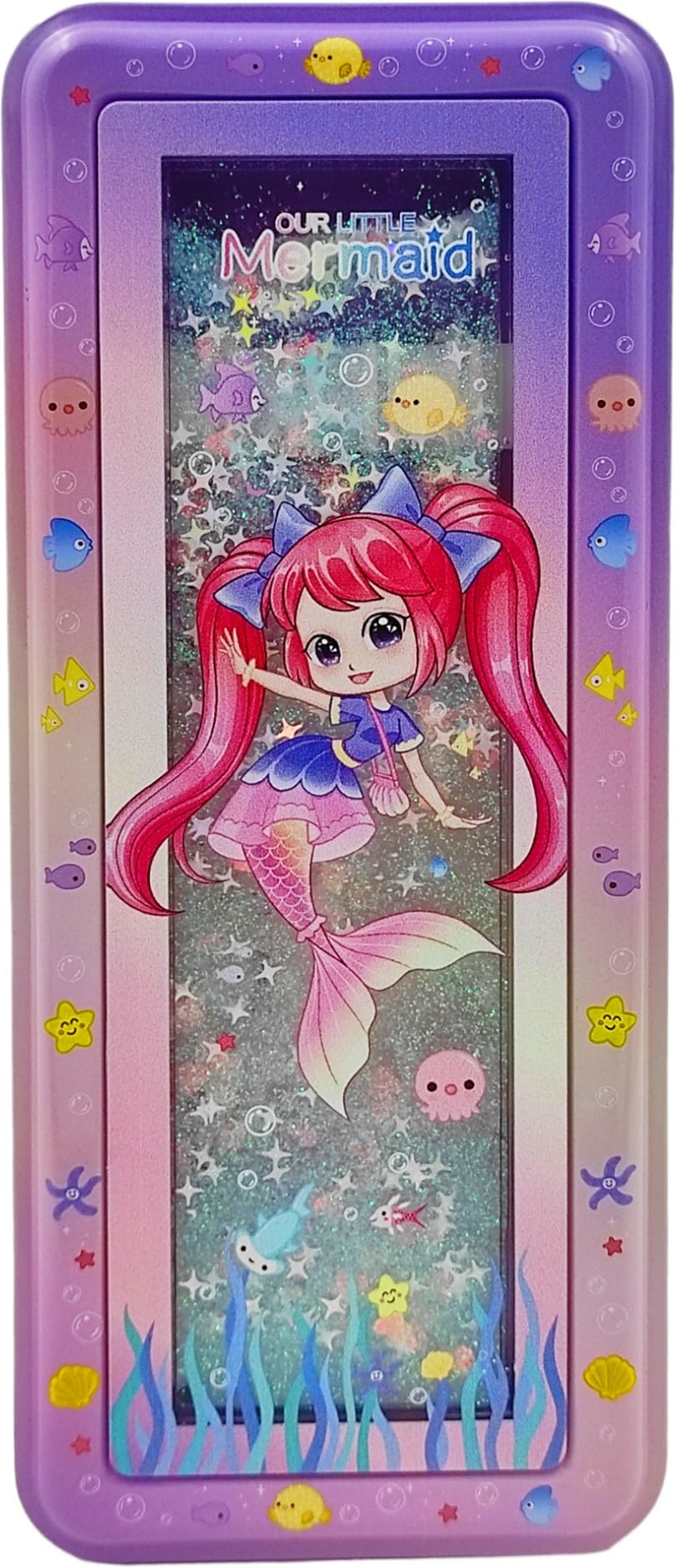 DISHVY® Mermaid Pencil Box Filled with Fancy Water Glitters for Girls| Mermaid Art Metal Pencil Box (Set of 1, Purple) (B0CHDWJ36N) Amazon Price History, Amazon Price Tracker