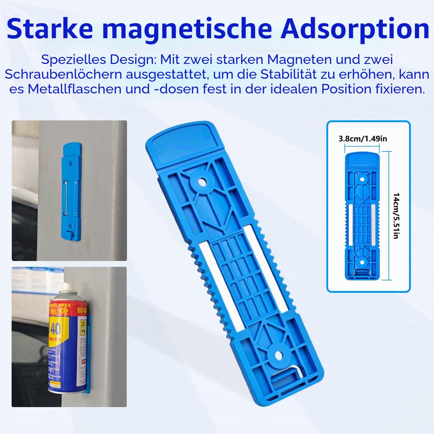 ZKTOOL 4 Stück Magnetischer Aerosoldosenhalter, Zum Aufhängen verschiedener Metallflaschen und Dosen, Werkzeugkasten-Flaschenhalter, Sprühdosen-Wandhalterung, Organizer, Farbdosen-Flaschenregal