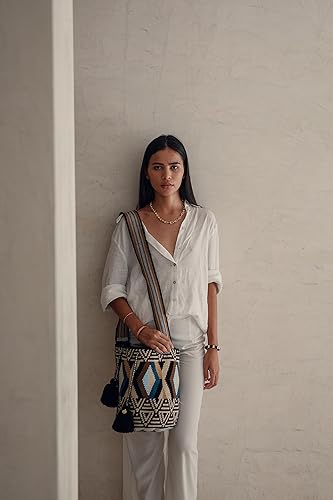 Miniatura 5 de Traditional Best-Selling WAYUU Bag, Original Crochet Crossbody, Handmade Colombian Bucket Bag, Ethical Purse, Artisanmade Mochila. (Guariche)