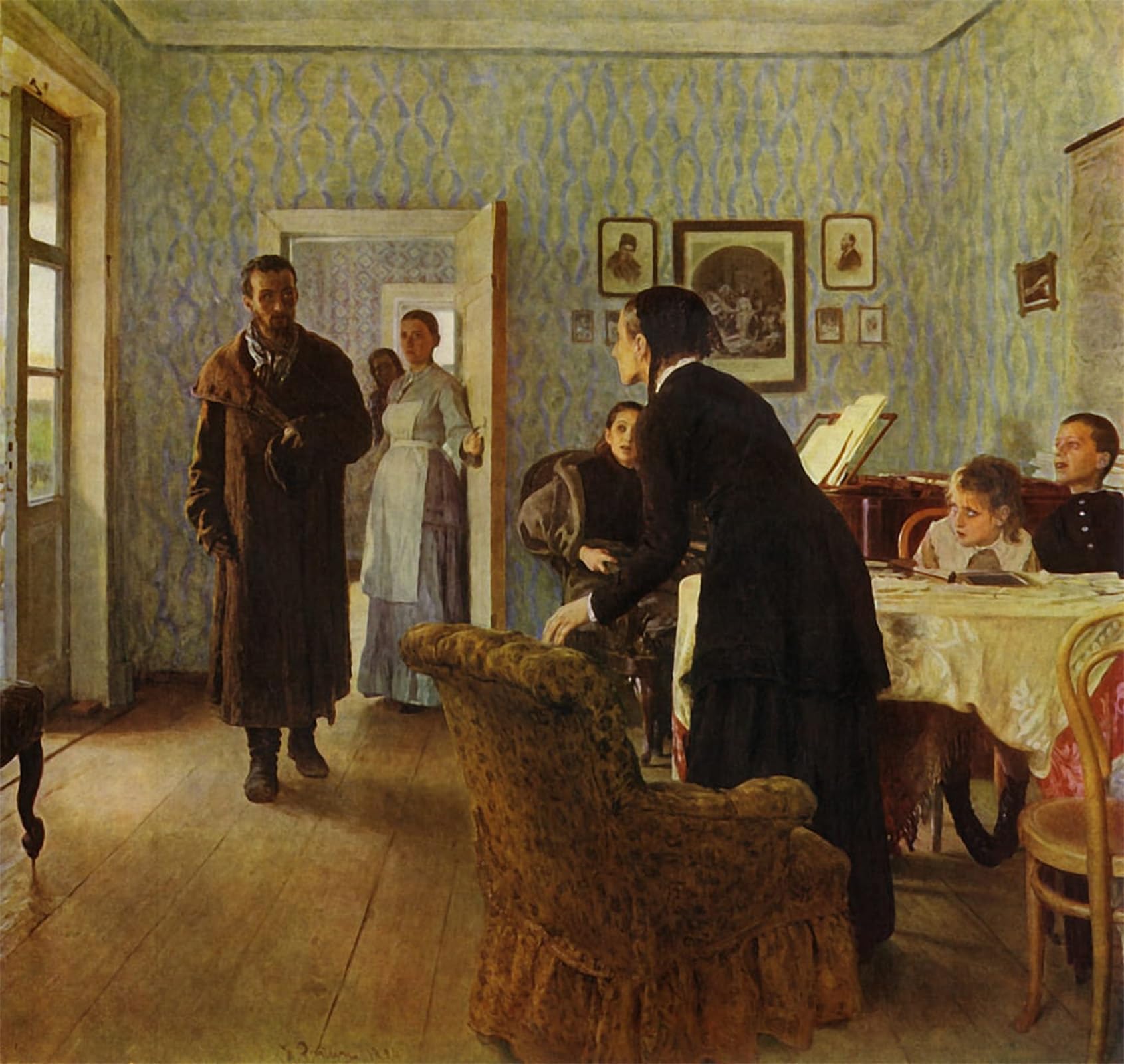 Serendipitp No Frame Retro Picture Poster Wall Art Pictures Painting Unexpected Return By Ilya Efimovich Repin Wall Art Canvas Print For Wall Decor 60X90cm