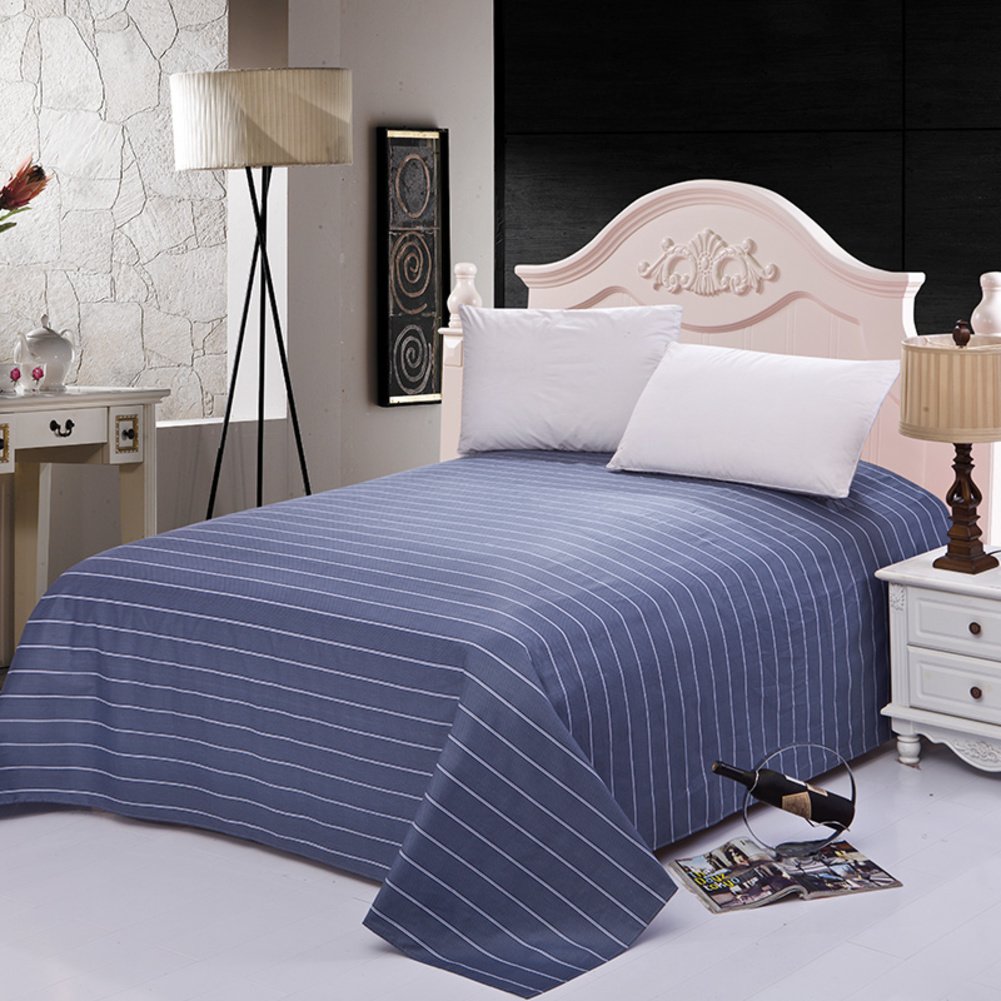 Drap plat en sergé de coton imprimé 200x230 cm pour lit double confortable