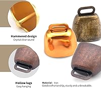 Vista 7 de Paquete de 5 pequeñas campanas de cobre de pastoreo de latón, mini campanas de oveja de vaca para perros, ganado, caballo, granja, campanas