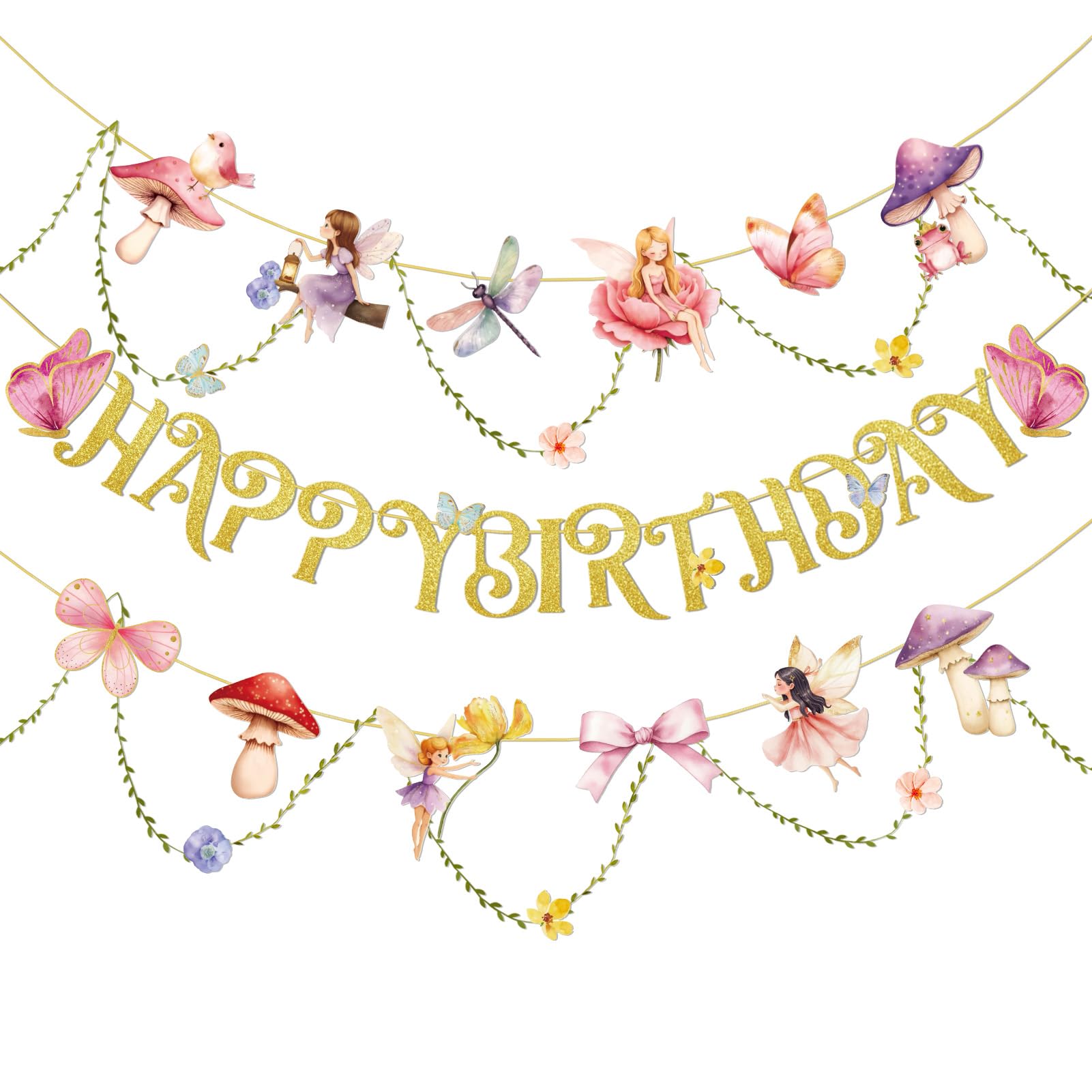 SUNBEAUTY Gold Glitter Girlande Glitzer Banner Mottoparty Dekoration
