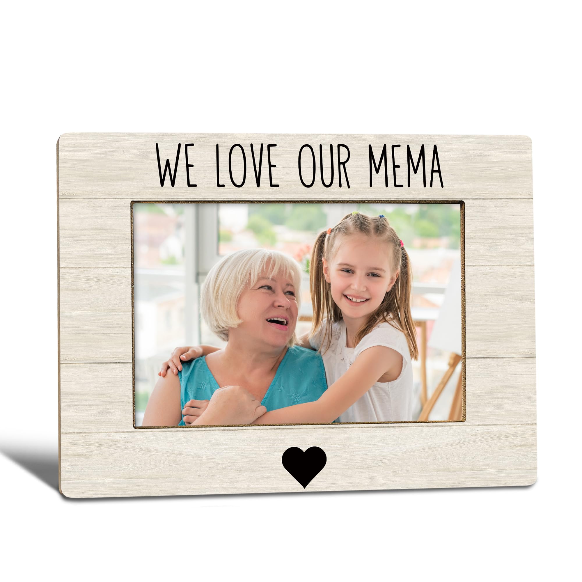 Mema Grandma Picture Frame, Mother's Day Gifts for Grandma, Grandmother Gifts from Grandkids Photo Frame 4x6, We Love Our Mema Wooden Photo Picture Frames for Desk Tabletop Decor