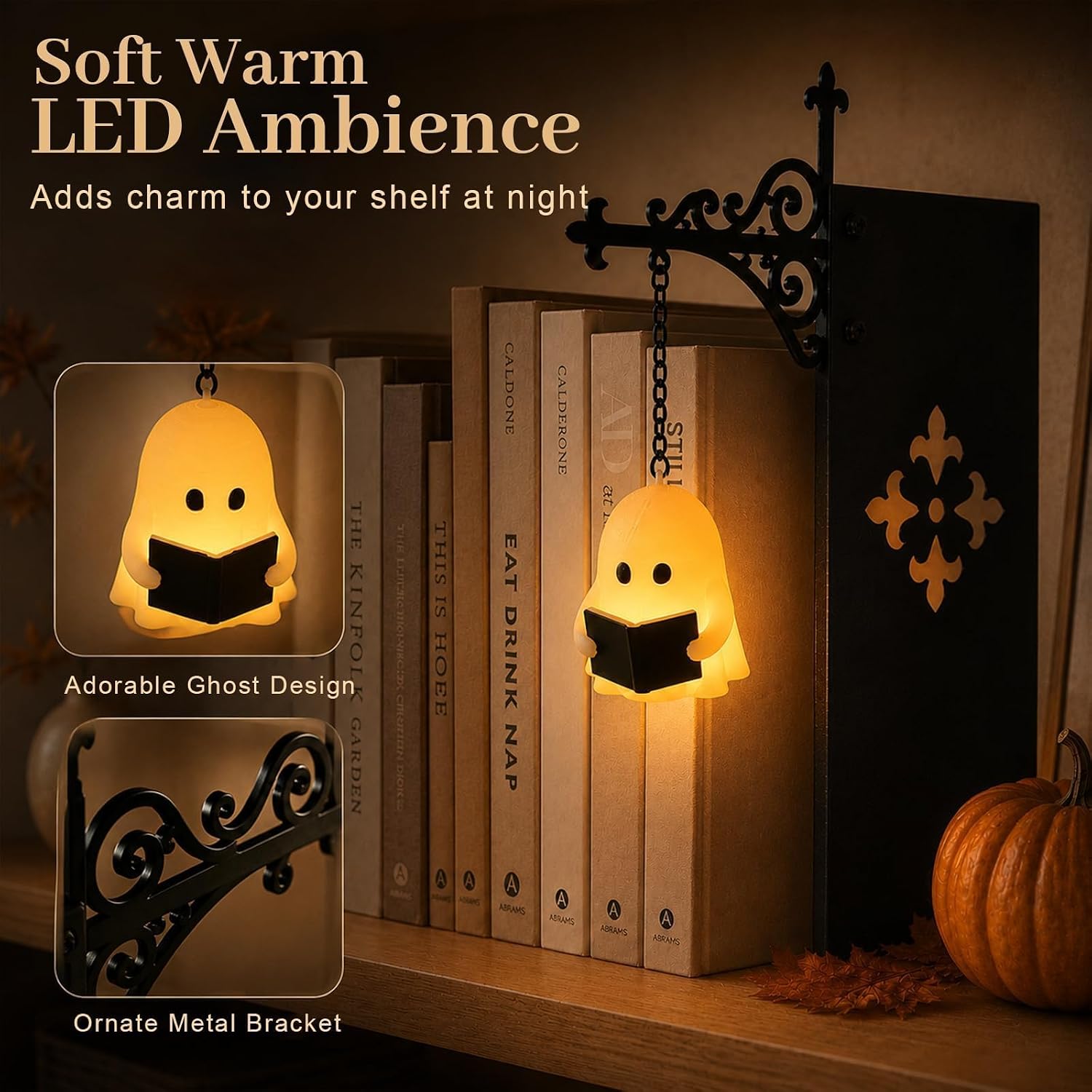 Vintage Library Lantern Bookshelf LED Night Light,Book Decor Lamp (B) image 2