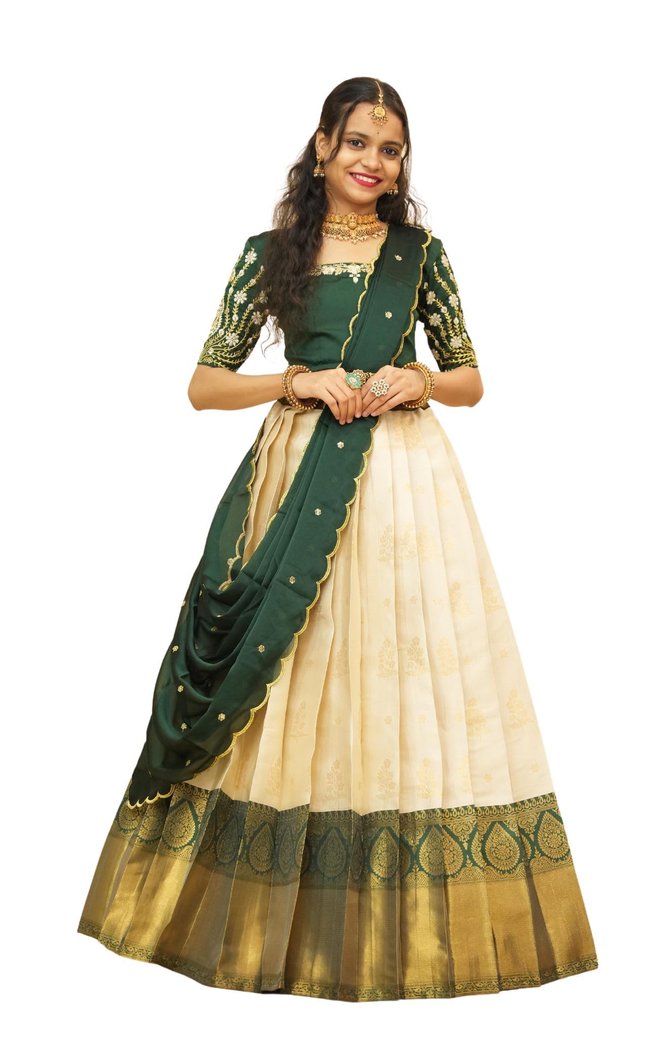 South Indian SemiStitched Half saree for Women's-image-14