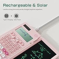 Vista 7 de Calculadoras científicas recargables para estudiantes, calculadora científica plegable rosa 991ES MAX con bloc de notas, calculadoras de ciencia