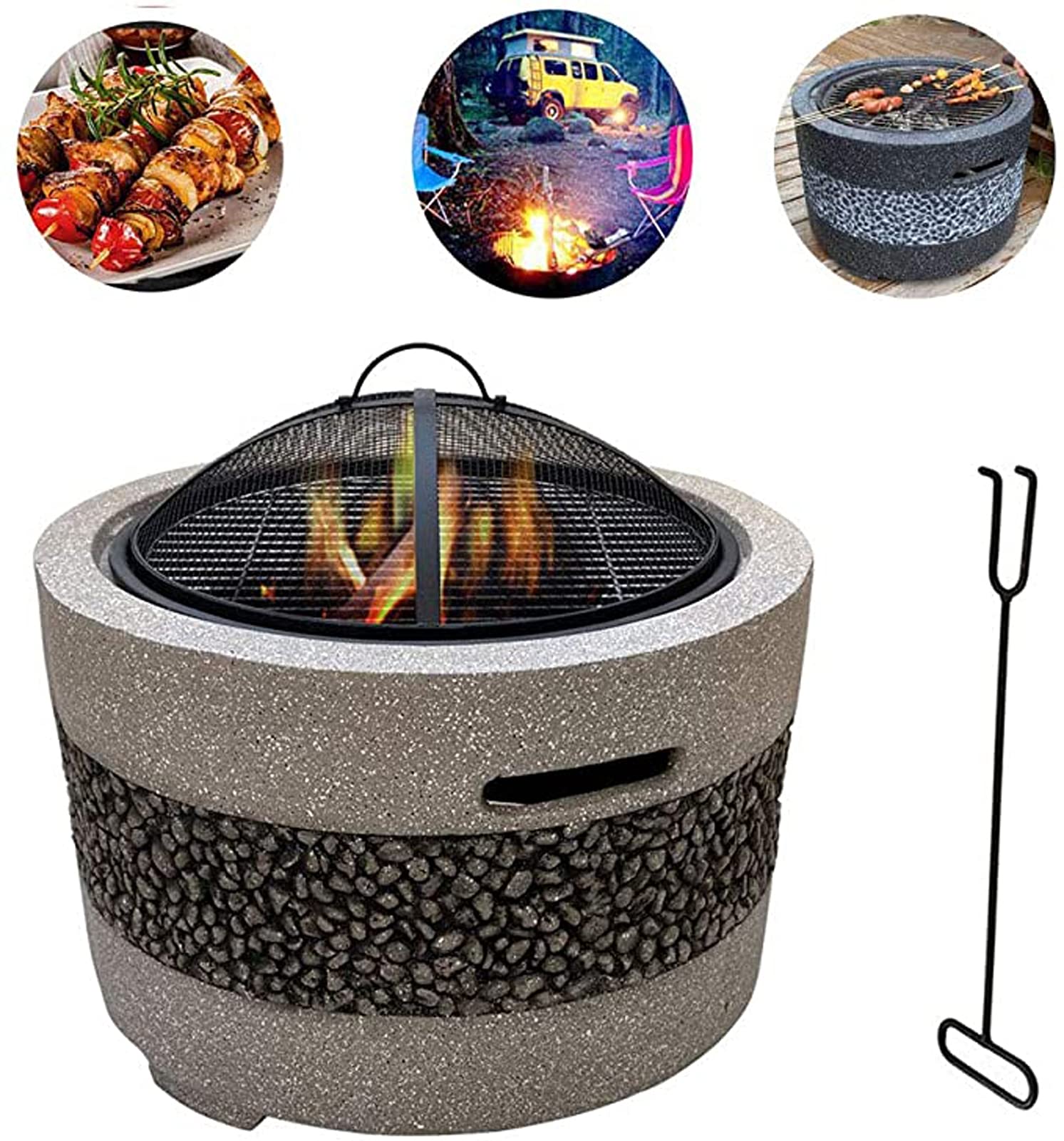 Glace Pit extérieur NaoSIn-Ni résistant au gel avec barbecue grill shelf pour chauffage de cour