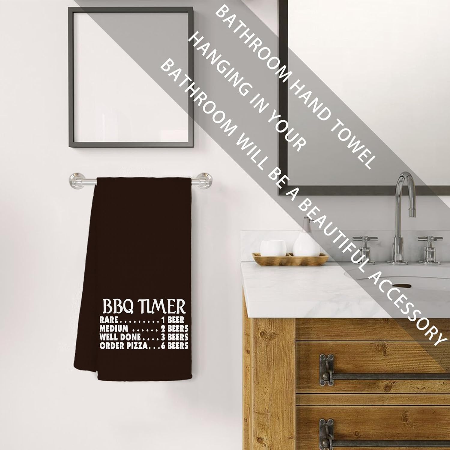 Funny BBQ Timer Cookout Hand Dish Towels for Kitchen - BBQ Decor, Black Kitchen Decor, Grilling Towel Accessories, 16×24 Inch,Cooking Gifts for Grill Lover - Image 4