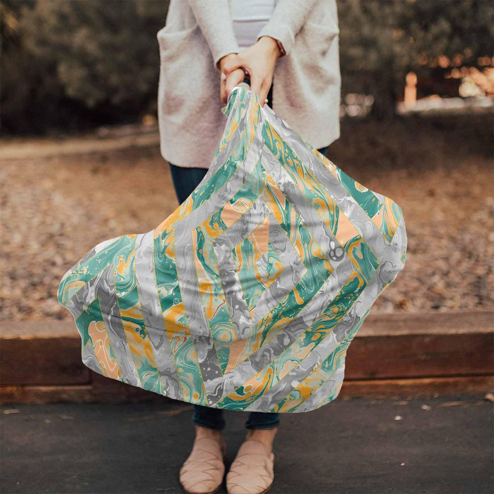 Nursing Cover for Breastfeeding Scarf, Abstract Geometric Marble Texture Modern Art Baby Car Covers Super Soft Multi Use for Canopy Shopping Cart Cover Blanket Stroller Cover